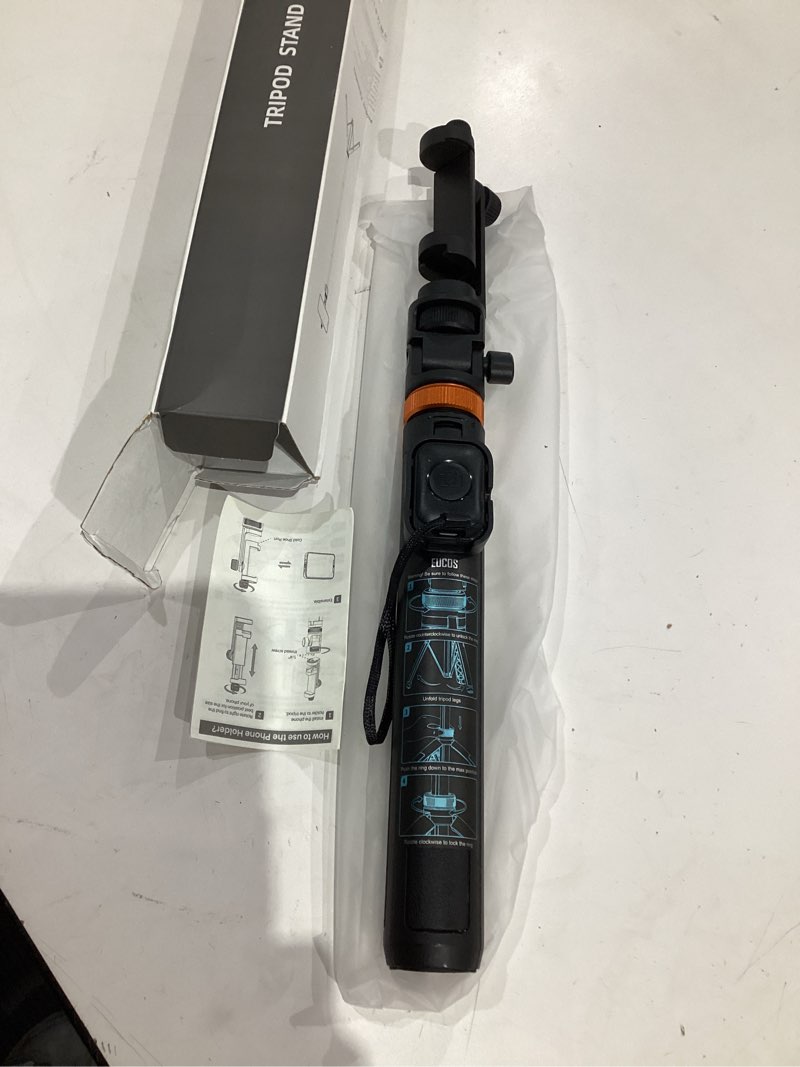 Condition photo showing Good Condition for eucos 62" phone tripod, tripod for iphone & selfie stick with remote, extendable cell phone stand & ultimate phone holder, solidest phone stand compatible with iphone/android inferno mix carbon black