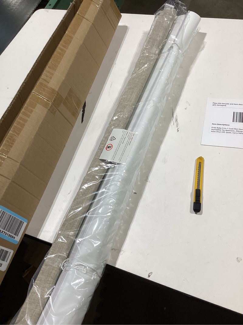 Condition photo showing As Is for boolegon blackout roller shades for windows cordless roller blinds with cassette valance roller window blinds thermal insulation energy saving shades for home door office, pure white, 86\" w x 44\" h similar not exact item  incomplete 