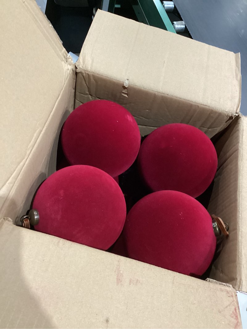 Condition photo showing New/Like New for 4 Pcs Large Velvet Christmas Balls 6 Inch Christmas Tree Decorations Xmas Ornaments Balls for Family Holiday Wedding Party Xmas Tree Hanging Decoration (Black) Black 4