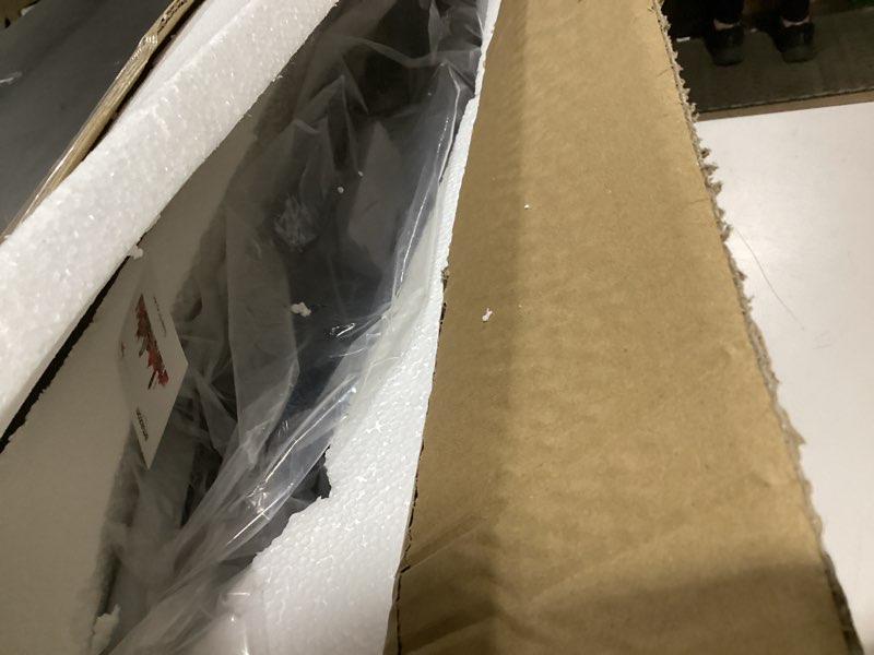 Condition photo showing As Is for modern ceiling pendant lights, 57in chandelier dimmable with remote control 3000k-6000k adjustable color temperature, aluminum island lighting lamp fixture for kitchen, dining room b-black 57inch