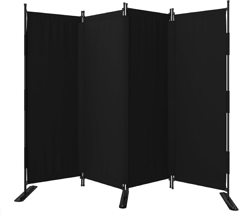 Room Divider, Upgraded Privacy Screen Highly Secretive, 4 Panel Portable Room Separation 88’ W Partition Room Dividers, Freestanding Wall Divider Panel Studio Bedroom Office(Black)