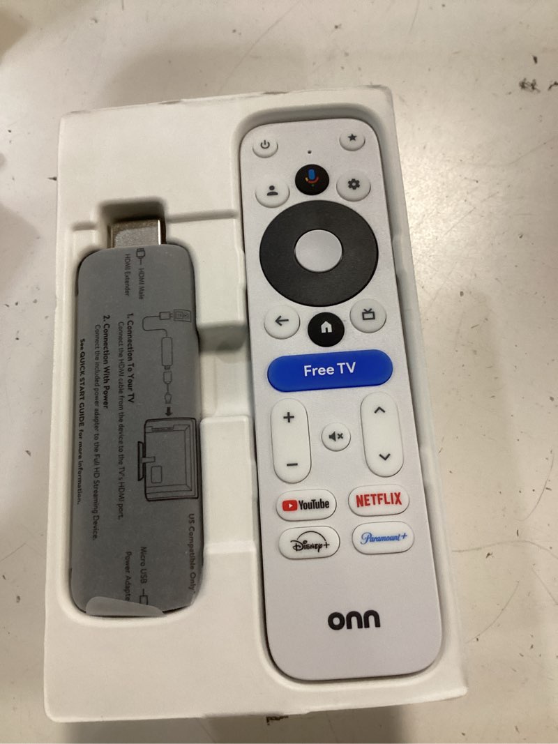 Condition photo showing Good Condition for onn android tv 4k uhd streaming device with voice remote control google assistant & high speed hdmi cable (100026240) black