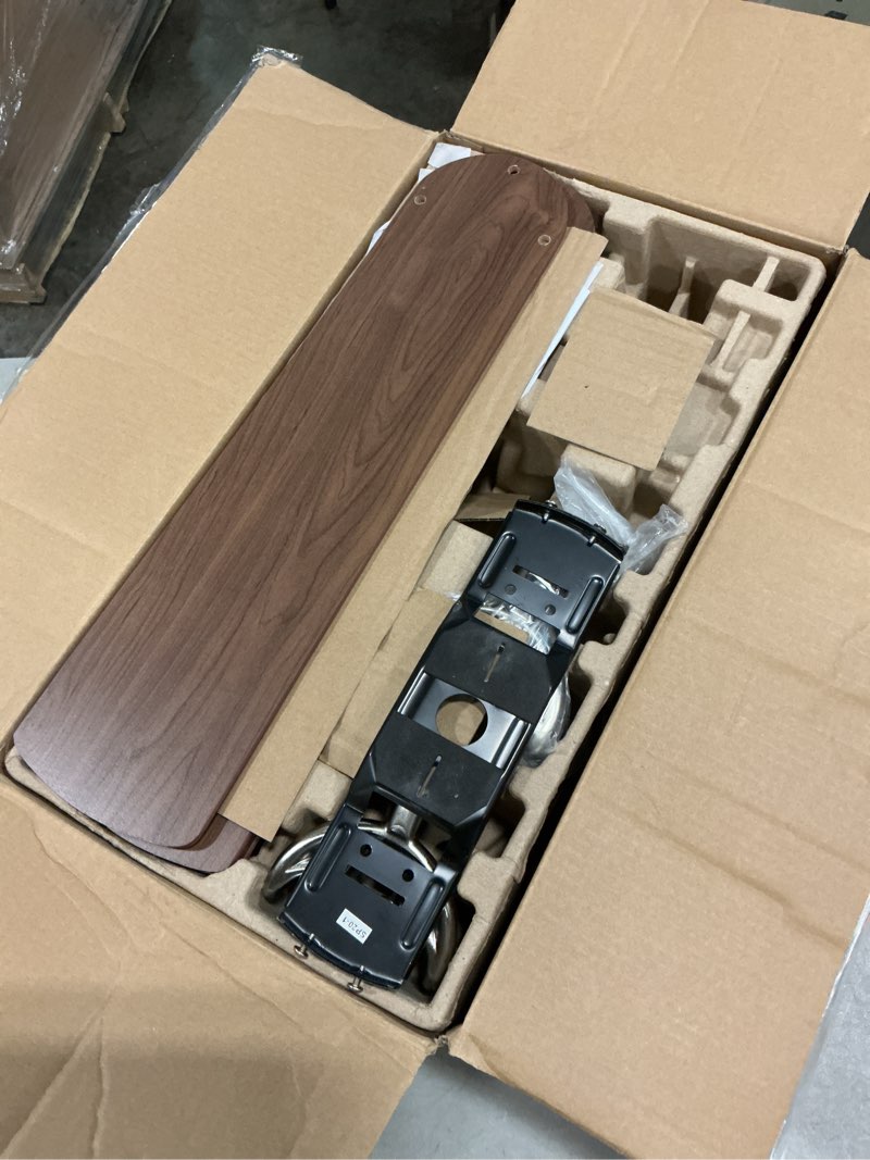 Condition photo showing Good Condition for harbor breeze armitage 52-inches brushed nickel with toffee/cocoa blades indoor flush mount standard ceiling fan with light ( 5 -blade)