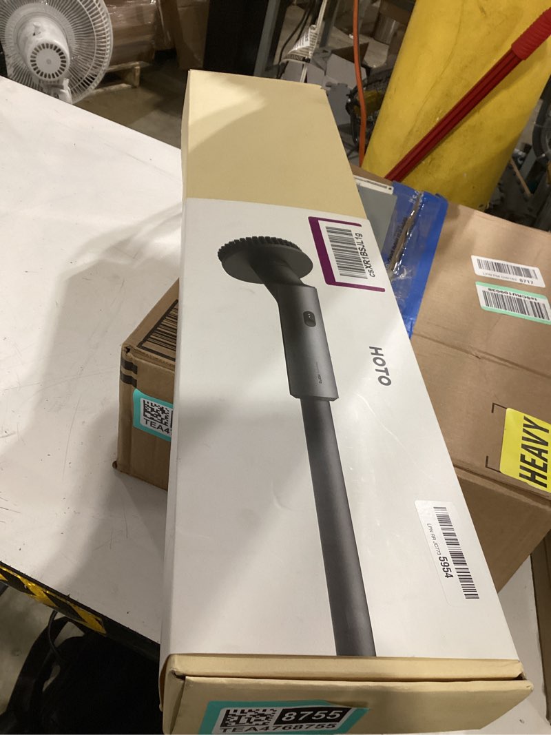 Condition photo showing New/Like New for hoto cordless electric spin scrubber, ipx7 full body waterproof bathroom cleaning brush, max 22 in-lb, shower scrubber brush with long handle, 6 brush heads, power scrubber for bathroom, floor, tile