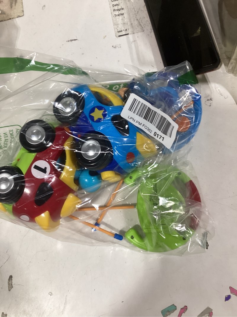 Condition photo showing Good Condition for Prextex 2 Pack Cartoon Remote Control Cars for Toddlers - Police Car and Race Car with Steering Wheel Controllers and Lights - Different Frequencies So Both Can Race Together - Toddler Gift 18+ Months Race Car/Police Car