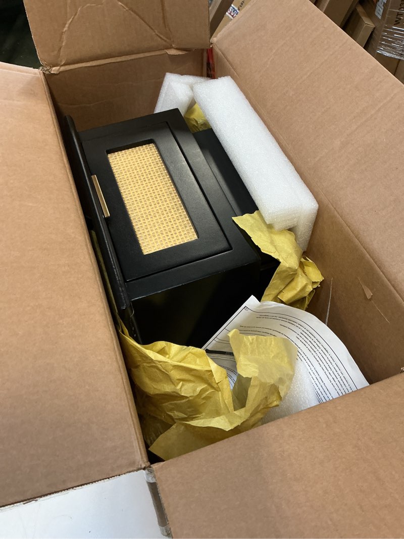 Condition photo showing New/Like New for allen + roth 14-in W x 28-in H Black Wood Veneer End Table 