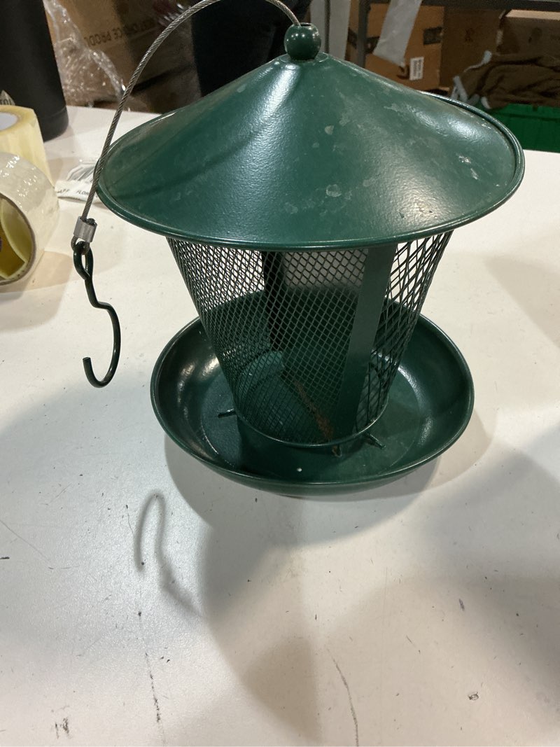 bird feeder for outdoor, heavy duty metal wild bird feeder squirrel proof with 2 compartment, 3lbs birdseeds capacity, hanging for outside garden yard, green