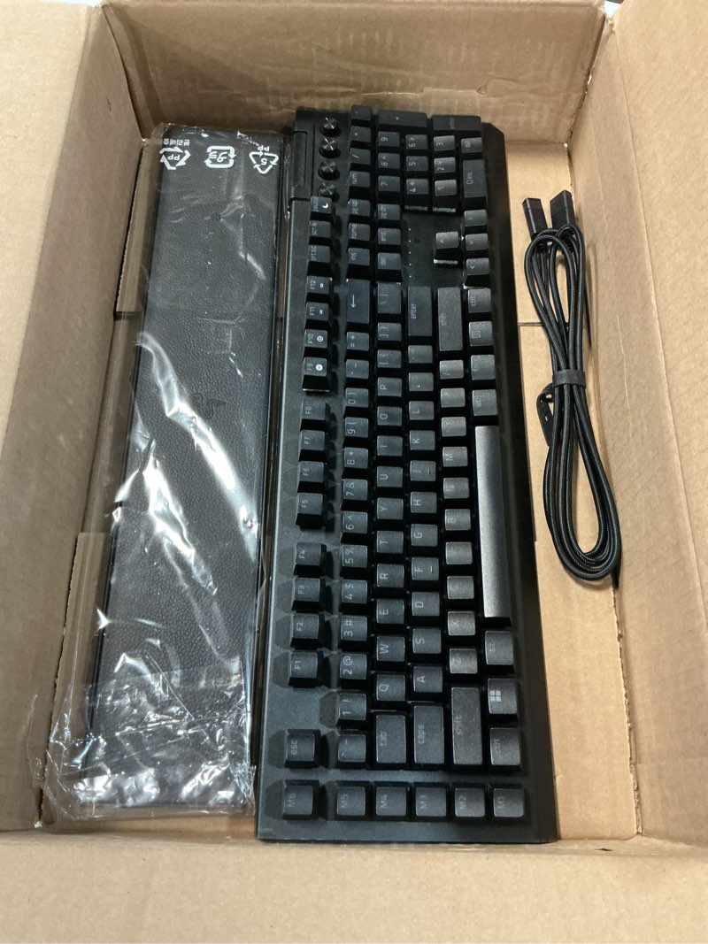 Condition photo showing Good Condition for Razer BlackWidow V4 Mechanical Gaming Keyboard: Green Switches Tactile & Clicky - Chroma RGB - 6 Dedicated Macro Keys - Magnetic Wrist Rest- Multi-Function Roller &Media Keys (Renewed) BlackWidow V4 Green Switches - Tactile & Clicky Green