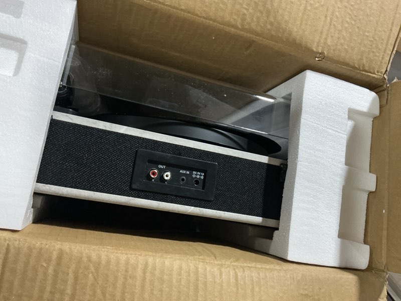 Condition photo showing As Is for LP&NO.1 Record Player wirelessTurntable with Built-in Speakers and USB Play&Recording Belt-Driven Vintage Phonograph Record Player 3 Speed for Entertainment and Home Decoration(Light Gray) Light Marble