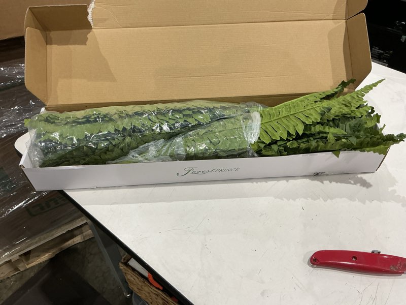 Condition photo showing Good Condition for forest prince 35" ferns artificial bush plants large, 2 artificial boston ferns with 39 fronds for outdoors home decor