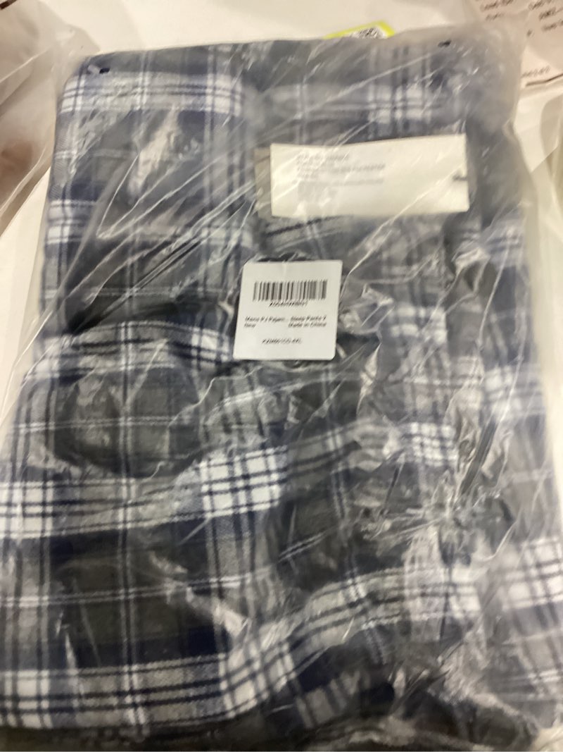 Condition photo showing New/Like New for Mens PJ Pajama Pants Elastic wasit Lounge Sleep Pants 2 Pack Blue White Plaid/Brown Black Plaid Large