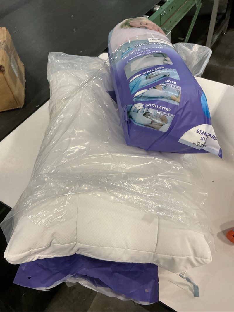 Condition photo showing Good Condition for Nuzzle Cooling Adjustable Pillow for Side Sleepers, Luxury Standard Size Set of 2 Bed Pillow Hotel Collection - Best Adjust Height Soft Firm Pillow for Back, Stomach or Side Sleepers - Home Gifts Standard SIze (Set of 2) White