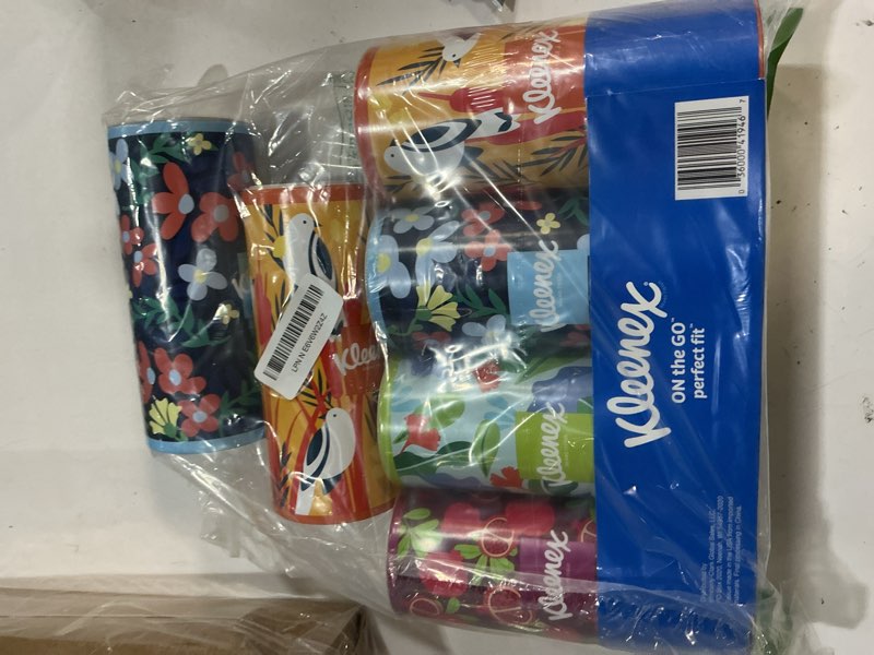 Condition photo showing New/Like New for kleenex perfect fit facial tissues, car tissues, 50 tissues per canister, 4 count(canisters)
