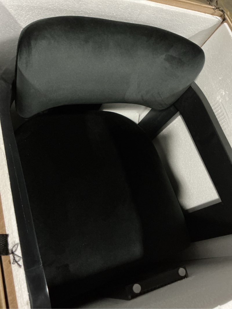Condition photo showing New/Like New for meridian furniture 11095black-c sacha collection art deco dining chair, ultra luxe black velvet, 460 gsm velvet, solid fluted wood black finish, 22.5" w x 22" d x 31" h, black, set of 2