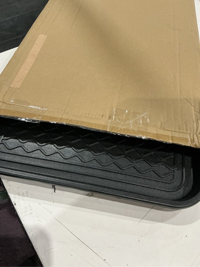 Condition photo showing Good Condition for all-weather indoor/outdoor mat for boots - weather-resistant hard plastic shoe and boot tray with raised edge by stalwart (black, medium) black 1