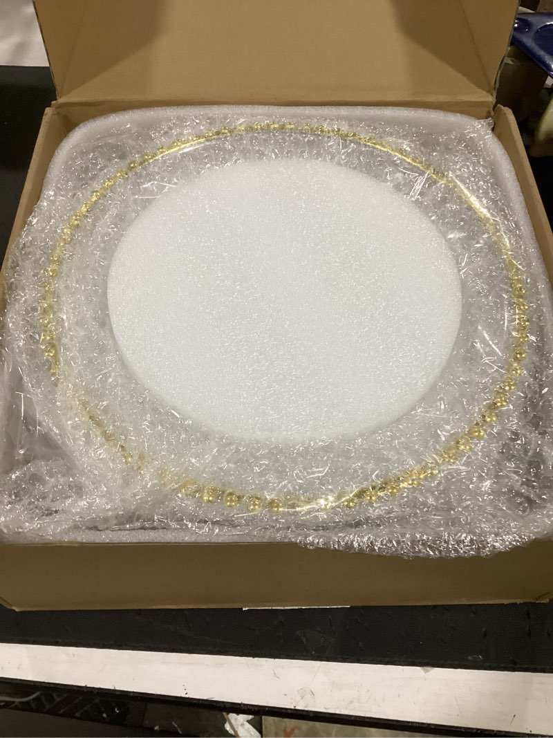 Condition photo showing Good Condition for 13-inch acrylic clear charger plates,gold charger plate set of 10pcs - elegant decorative dinner plates chargers for wedding reception, holiday party, family gathering & table setting 10 acrylic round gold