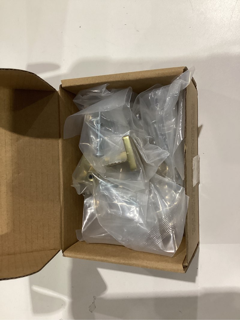 Condition photo showing New/Like New for 10 Pack 1-1/8 Inch, Square Brushed Gold Cabinet Knobs Gold Drawer Knobs Gold Cabinet Pulls, ZK2401 Solid Kitchen Hardware for Cabinets Drawers Bedroom Dresser Bathroom Vanity Cupboard Knob-10 Pcs Modern Brushed Gold