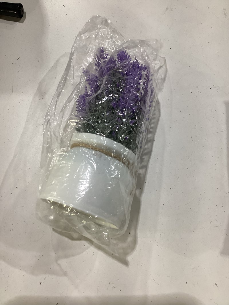 Condition photo showing New/Like New for 6 pcs artificial lavender plant in pots small rustic spring faux lavender potted plants purple bathroom decor farmhouse centerpieces for kitchen bedroom shelves desk office