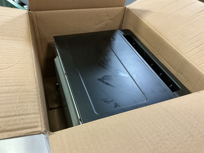 Condition photo showing As Is for Gourmia Toaster Oven Digital Air Fryer - Convection Mode with 4 Slice Capacity, 3 Rack Positions, 12 Presets, Toast, Bagel, Bake, Roast, Broil, Dehydrate, Popcorn, Fits 9" Pizza, Black Large Black