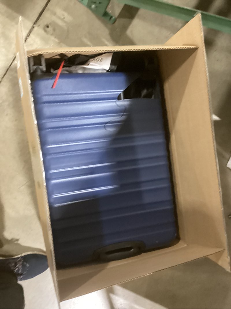 Condition photo showing As Is for Amazon Basics 3-Piece Set (21", 26", 30"), Hardshell Suitcases With Wheels, Expandable For Up to 25% More Space, With Scratch-Resistant Surface, Four Multi-directional Wheels, Navy Blue Navy Blue 3-Piece Set