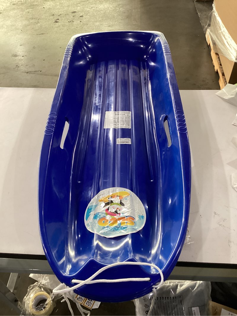 Condition photo showing Good Condition for  3 pack AGPTEK 35/47 Inch Durable Downhill Sprinter Toboggan Snow Sled for Kids Boys Girls Adults with Built-in Handles and Pulling Rope Blue-47\"
