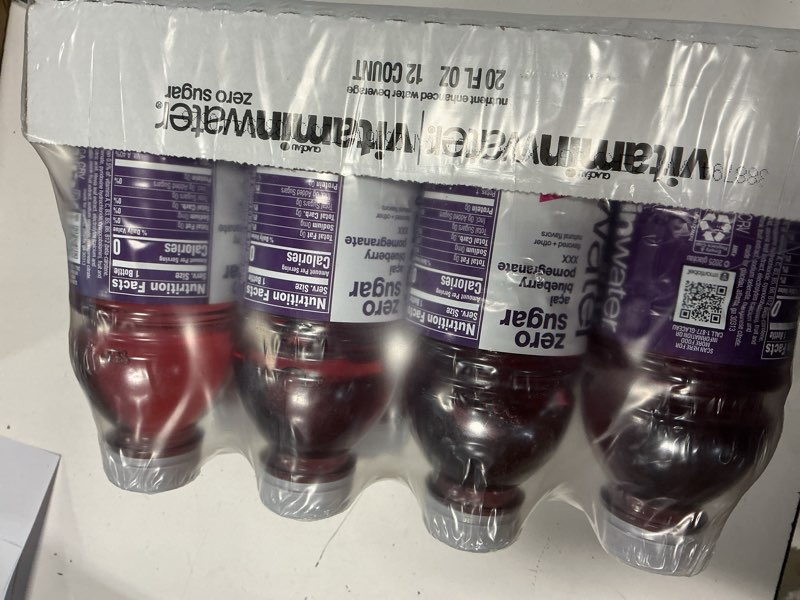Condition photo showing New/Like New for bb 1/26/26 vitaminwater xxx acai-blueberry-pomegranate zero sugar, flavored water beverage, 20 fl oz bottles, 12 pack zero sugar xxx açai blueberry pomegranate 20.05 fl oz (pack of 12)