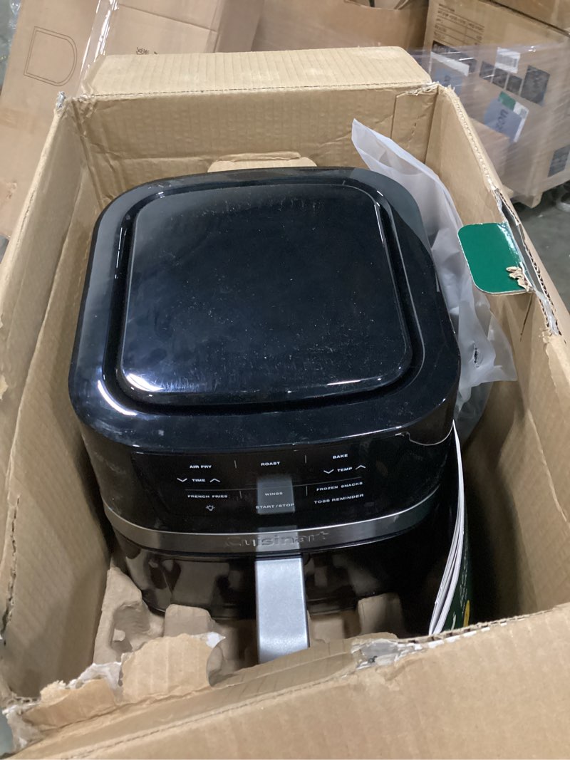 Condition photo showing As Is for cuisinart air fryer oven – 2.6-qt basket black and stainless steel air fryer – dishwasher-safe parts with 3 presets – roast, bake, and air fry – quick & easy meals – air-80