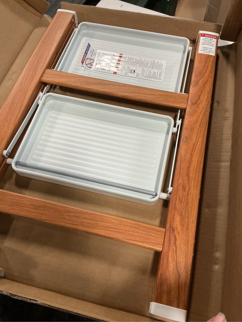 Condition photo showing Good Condition for HBTower Step Ladder,Lightweight Aluminum Folding Step Stool with Anti-Slip Wide Pedal,330lbs Capacity Step Ladder for Household,Kitchen,Office - WhiteWoodgrain