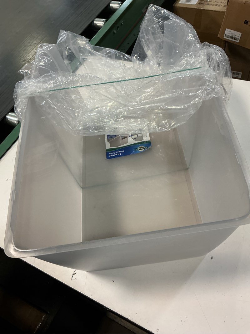 Condition photo showing As Is for PetSafe ScoopFree Litter Box Privacy Cover - Convenient Potty Cover with Minimalist Cabin Design & Durable Construction - Removable Hood for Skittish Cats - Washable & Travel Friendly
