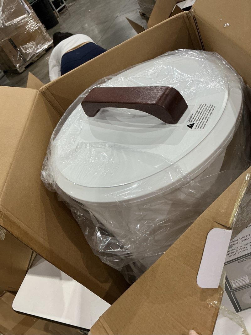 Condition photo showing Good Condition for sameat heated towel warmers for bathroom - large towel warmer bucket, wood handle, auto shut off, fits up to two 40"x70" oversized towels, white