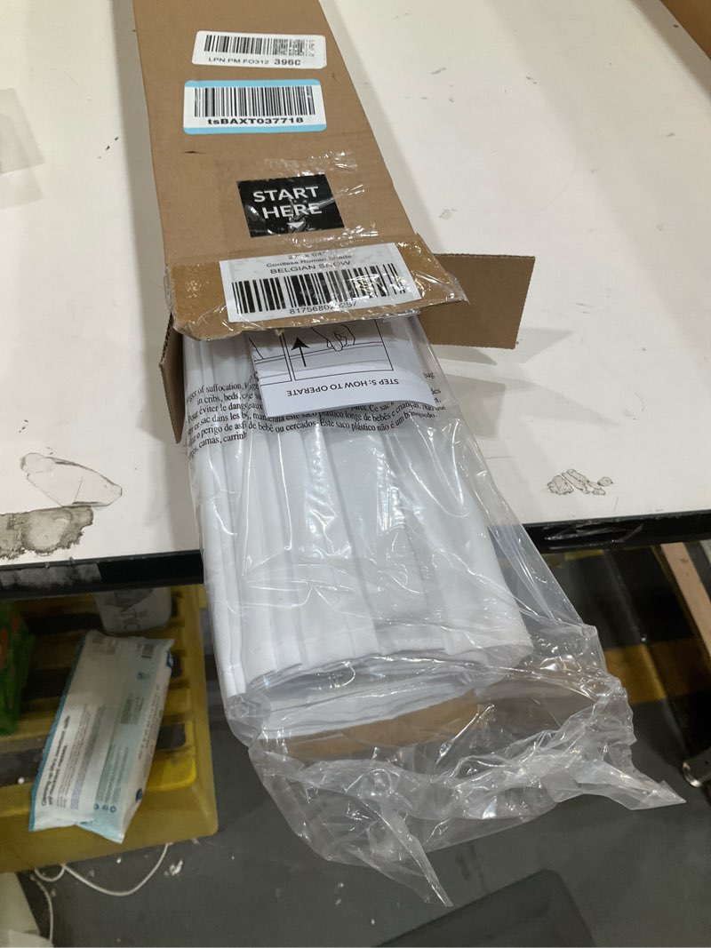 Condition photo showing Good Condition for chicology roman shades for windows , window treatments , roman shades , roman window shades , room darkening shades , window shades , 27"w x 64"h , belgian snow (privacy & light filtering) belgian snow (privacy & light filtering) 27"w x 64"h