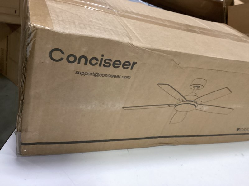 Condition photo showing New/Like New for Modern 52 Inch Ceiling Fans with Lights and Remote for Bedroom Living Room Kitchen Home Office Indoor/Outdoor, 3CCT Dimmable, Dual Color 5 Blades 6 Speed Reversible Quiet DC Motor, White/Wood Grain White/Wood Grain 52inch-3