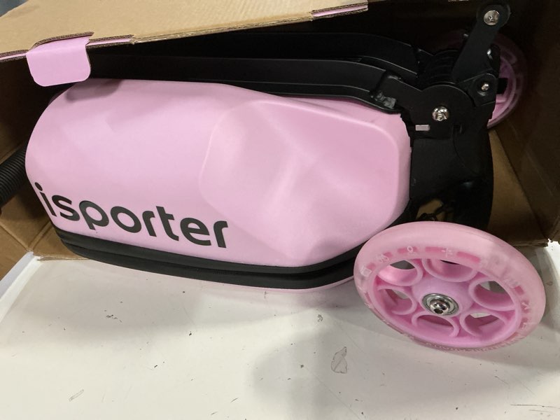 Condition photo showing As Is for isporter luggage scooter for kids ages 2-5 | ride-on suitcase scooters for boys girls | foldable & height adjustable, 110lbs max k3 pink
