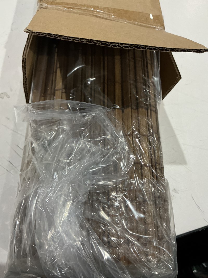 Condition photo showing Good Condition for cordless bamboo roman shades for windows, blinds size (26.5" w ×48" h) colour (highfield teak) highfield teak 26.5" w × 48" h