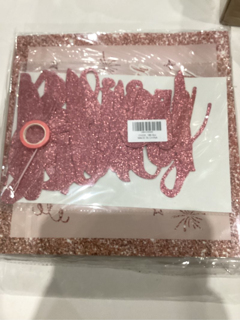Condition photo showing New/Like New for Sweet 16 Party Decorations, 16th Birthday Decorations Supplies for Girls, Happy Birthday Banner, Sweet 16 Backdrop Box Sash, Number 16 Balloon, Fringe Curtain, Rose Gold Balloon Arch