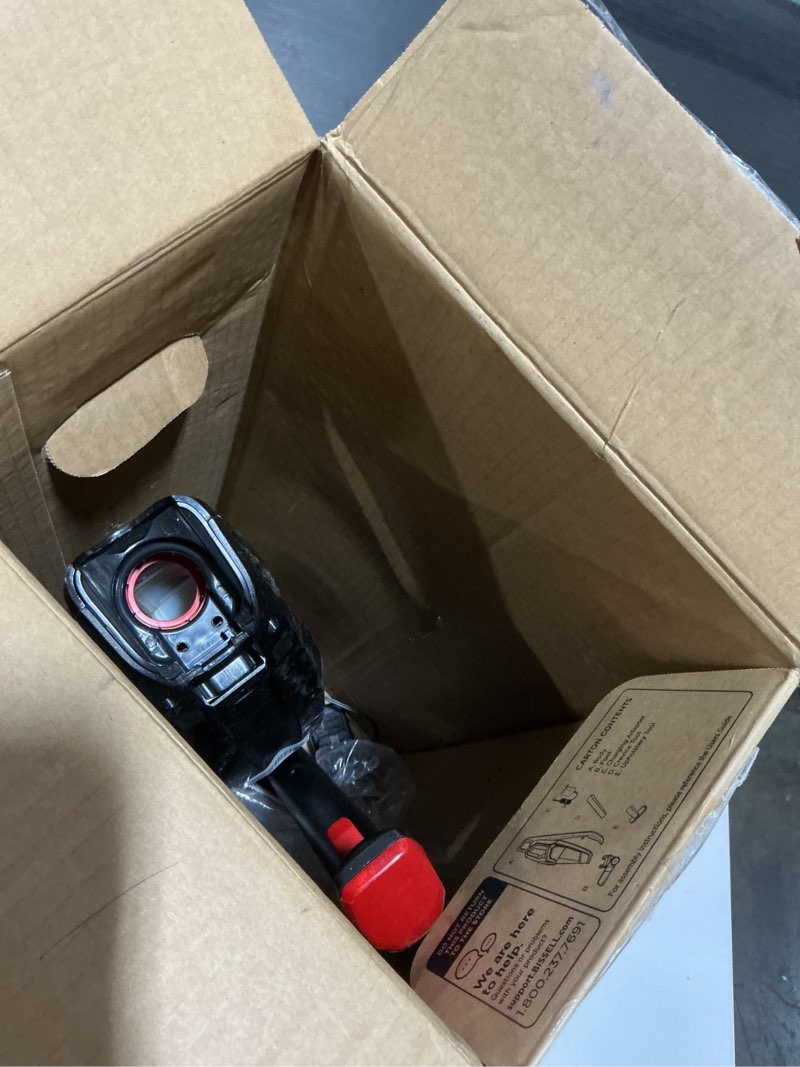 Condition photo showing As Is for bissell featherweight cordless xrt 14.4v stick vacuum, 3079 black/red