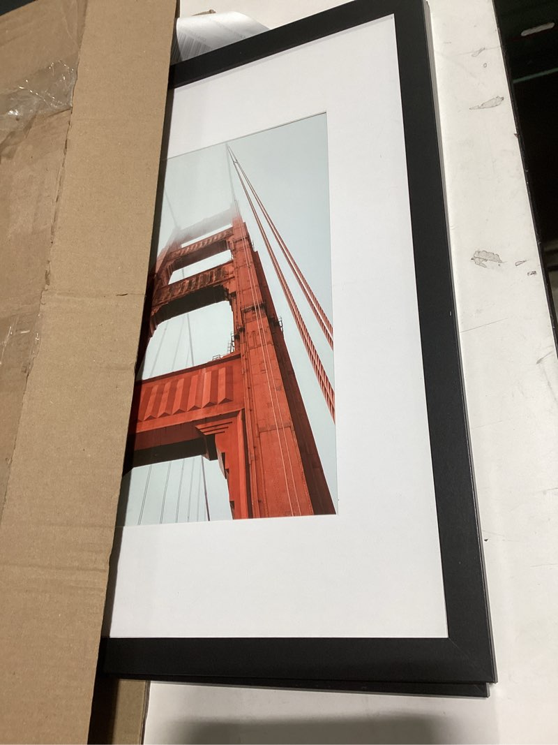 Condition photo showing Good Condition for wiscet 16x20 picture frame set of 3, display pictures 11x14 with mat or 16 x 20 poster frame without mat, wall gallery photo frames, black black 16x20