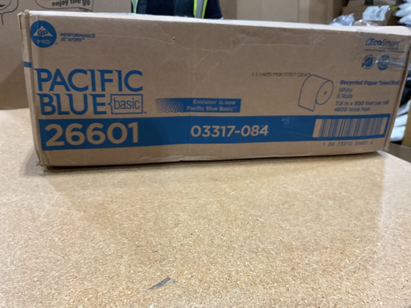 Condition photo showing New/Like New for pacific blue basic recycled paper towel rolls by gp pro (georgia-pacific), white, 26601, 800 feet per roll, 6 rolls per case 6 rolls- 800 feet/roll