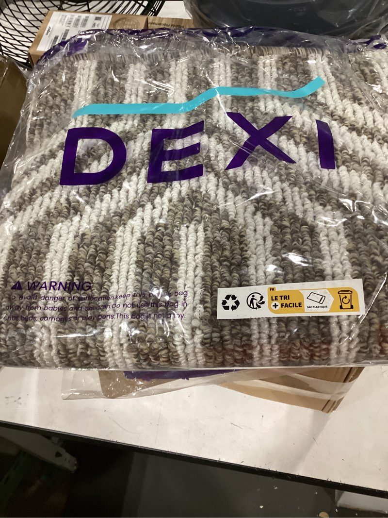 Condition photo showing Good Condition for dexi front door mats for entryway, 2x3 non slip washable entry doormat | low-profile absorbent resist dirt inside floor entrance mat, patio, brown geometric brown 24" x 36" (rectangular)