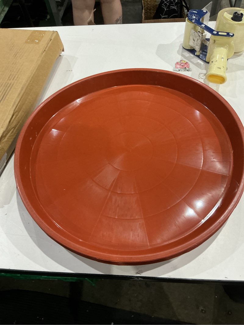 Condition photo showing Good Condition for 8 pack 18 inch round plant saucers for less 16 inch pot indoors outdoors plant trays for pots planter saucer plastic drip tray planter water tray(terracotta, 18"(8pcs))