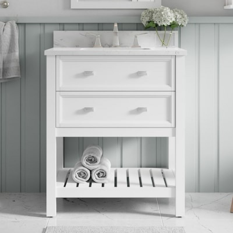 allen + roth canterbury 30-in white undermount single sink bathroom vanity with carrara