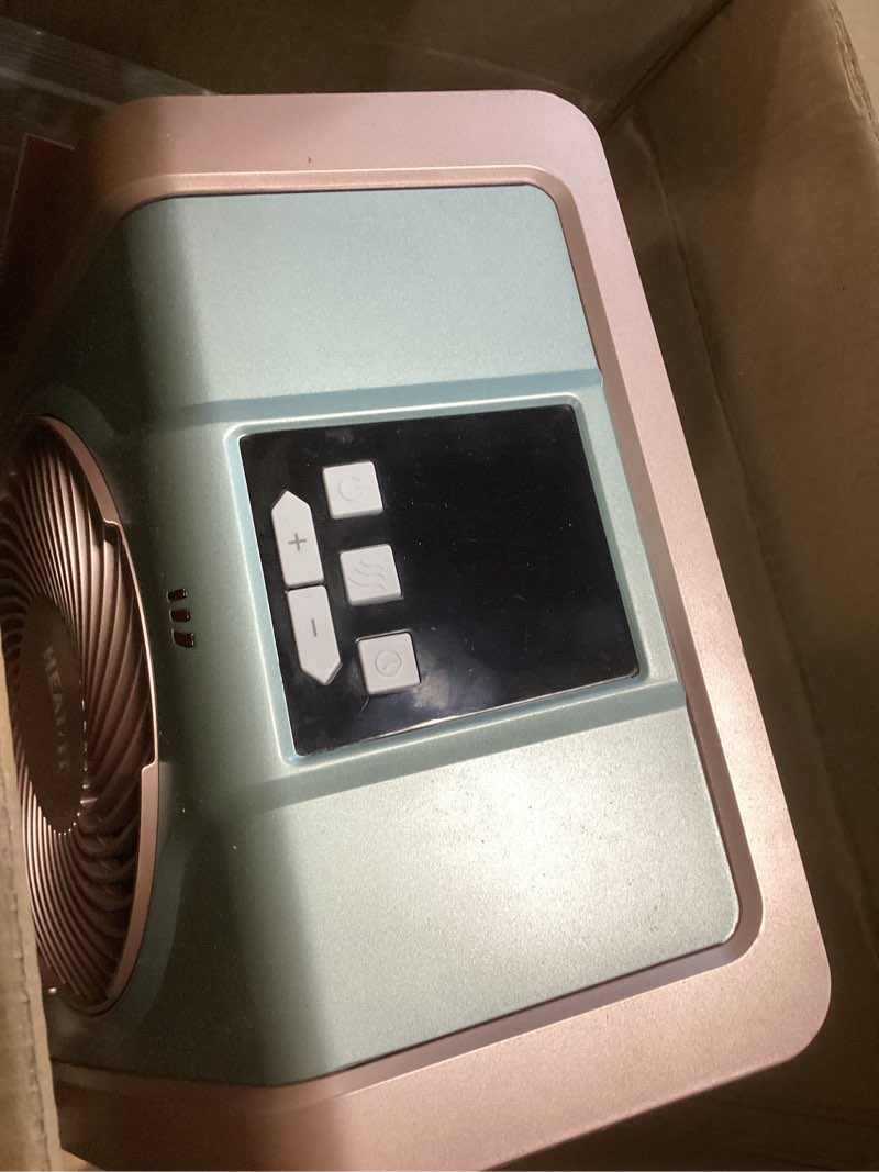 Condition photo showing Good Condition for HEATIT Space Heater for Indoor, Digital Display with Thermostat, 1-12H Timer, Fan Mode,1500W/750W, Electric Space Heater for Office, Bedroom,Cyan,10.6"Dx7.0"W x 11.8"H Heater CYAN