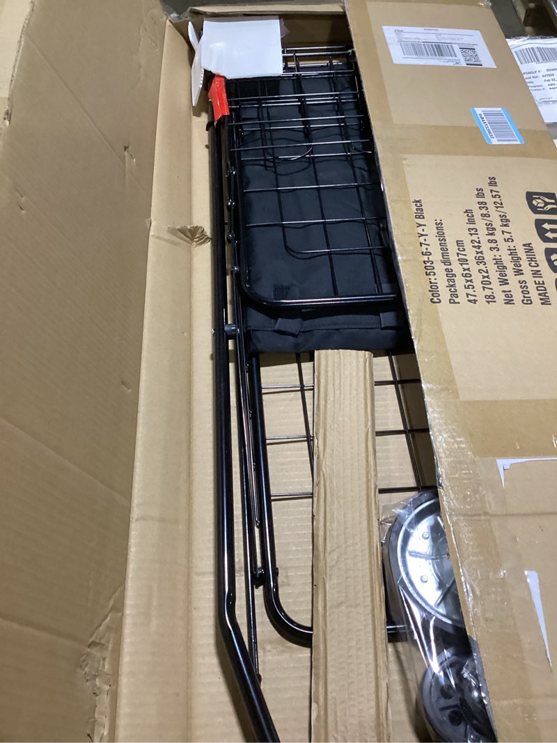 Condition photo showing Good Condition for 3.7 Cu Ft Folding Shopping Cart - 380 LB Capacity Grocery Cart with 360° Braked Swivel Wheels - Heavy Duty Utility Cart with Double Basket & Removable Waterproof Liner with Lid for Laundry Black Basic Large