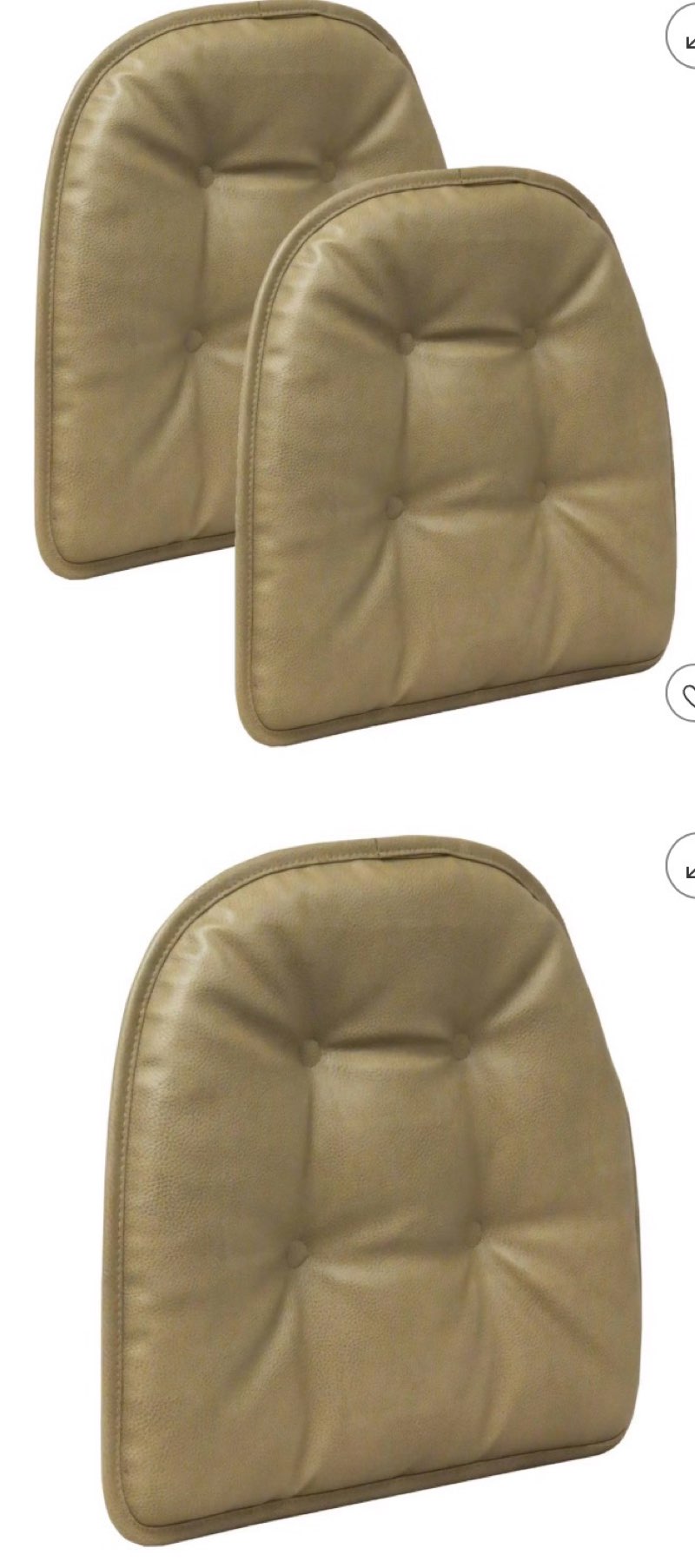 Klear Vu Omega Non-Slip Chair Cushions, Assembled in USA, U-Shaped Skid-Proof Seat Pads for Dining, Kitchen, Office, 15\\\\\\\"x16\\\\\\\", 3 Pack, Taupe