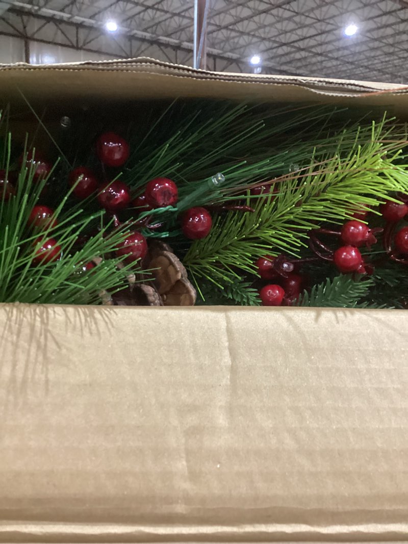 Condition photo showing Good Condition for Red Co. 30” Light-Up Christmas Wreath with Pinecones & Evergreens, Battery-Operated LED Lights with Timer 30 inches - Diameter