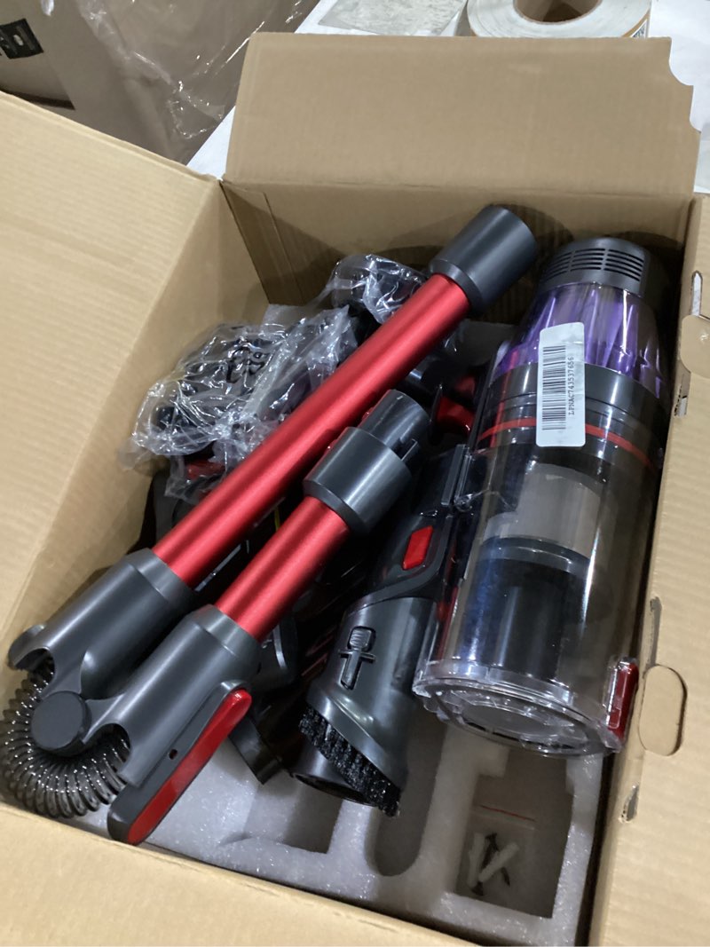 Condition photo showing As Is for ultenic cordless vacuum cleaner, 600w 55kpa 60mins vacuum cleaners for home, with 180°bendable wand, anti-tangle brush, charging dock, stick vacuum cordless for pet hair/carpet/floor/car purple