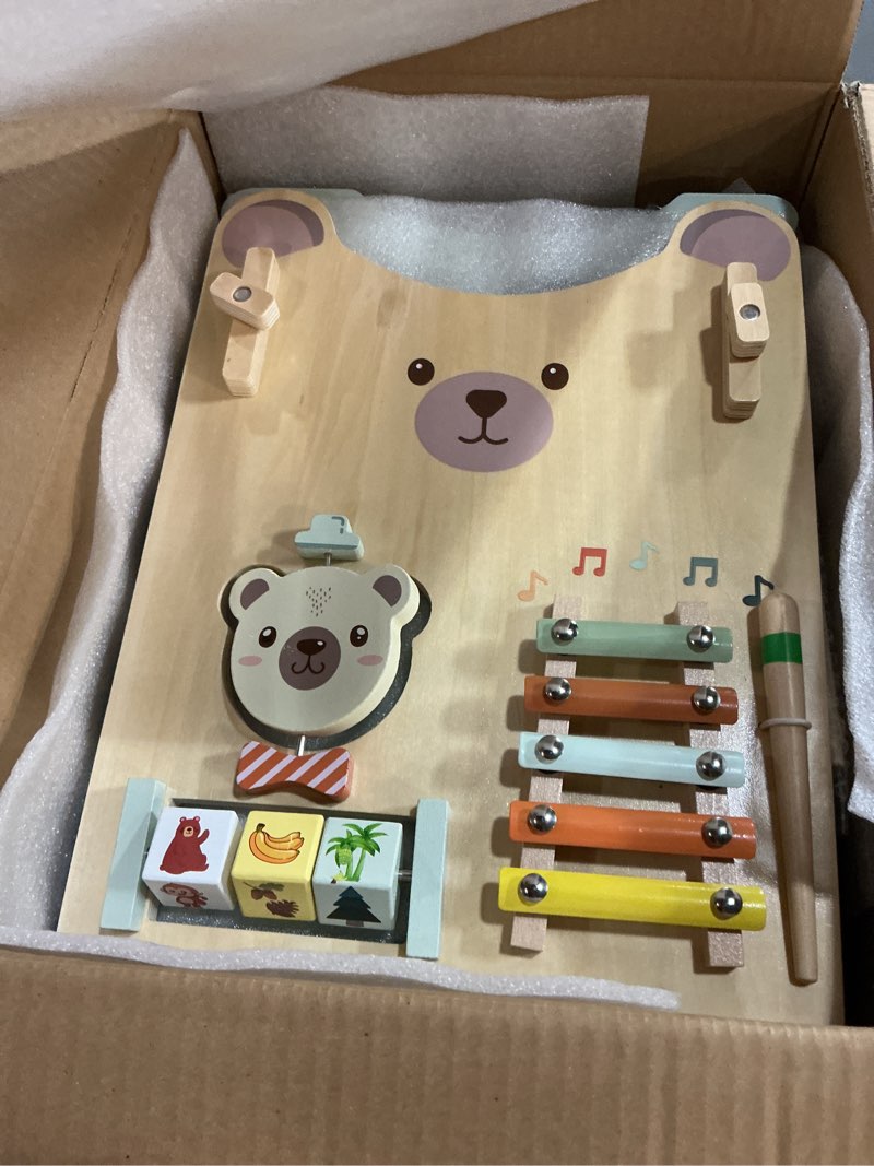 Condition photo showing Good Condition for Wooden Baby Walker, Adjustable Speed Baby Push Walker for 1 Year Old, 10-in-1 Montessori Walker for Boys & Girls, Toddler Sit-to-Stand Learning Toy with Detachable Busy Board