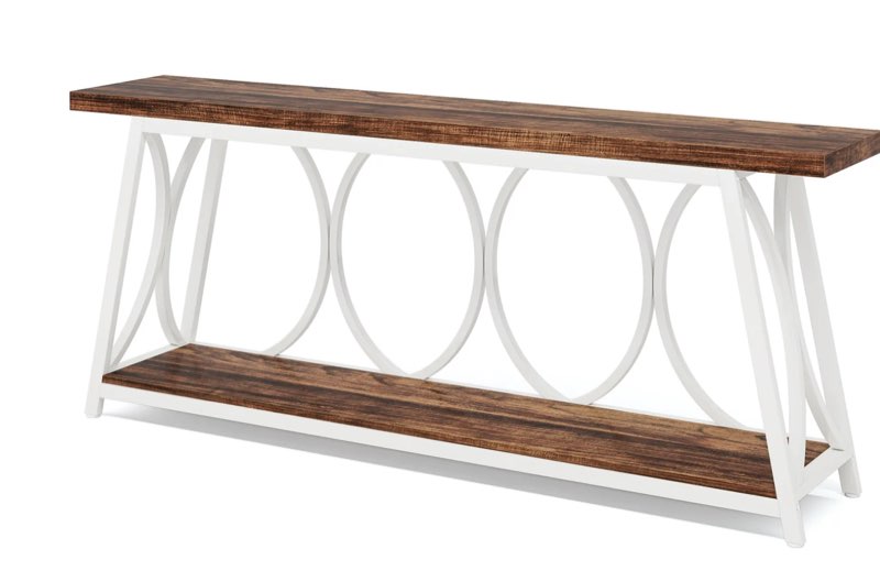 2-Tier Console Table, 70.9" Industrial Sofa Table Behind Couch with Shelves