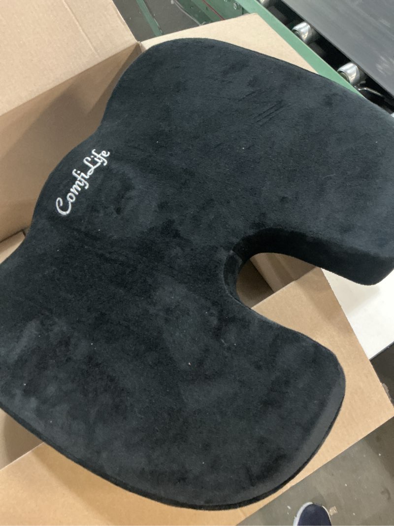 Condition photo showing Good Condition for comfilife premium comfort seat cushion - non-slip orthopedic 100% memory foam coccyx cushion for tailbone pain - cushion for office chair car seat - back pain & sciatica relief (black)