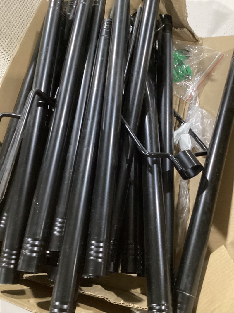 Condition photo showing As Is for ailbton 10ft string light poles 4 pack,light poles for outside lights,outdoor with fence brackets hanging lights,metal stand deck patio backyard 10ft 4 pack poles